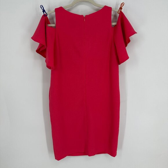 3/$25 Cynthia Rowley Shift Dress 4 Cold Shoulder Flounce Short Sleeves Pink NWT - Picture 3 of 10